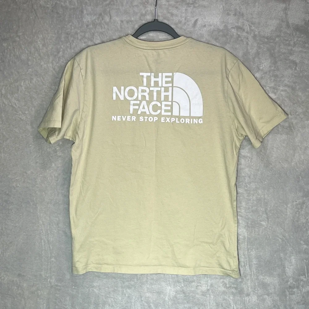 The North Face Mens‎ M Beige Graphic Logo T Shirt Never Stop Exploring Tee